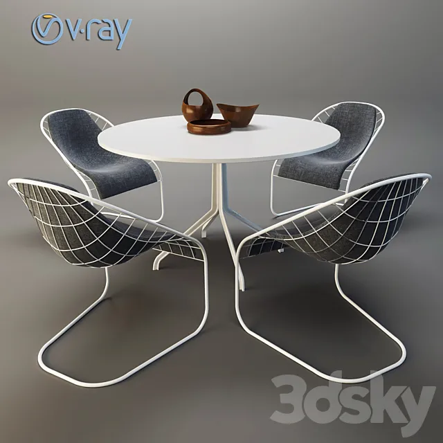 MINOTTI SPACE table with chairs 3D Model