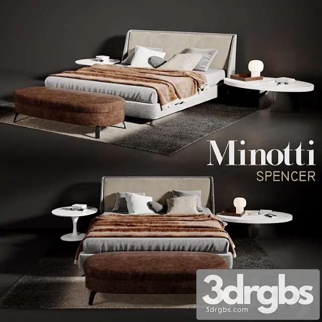 Minotti spencer bed 7 3D Model Free