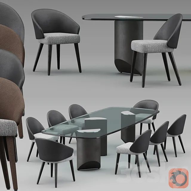 Minotti table and chairs 2019 COLLECTION 3DModel