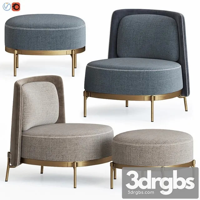 Minotti Tape Armchair Ottoman 3D Model Free