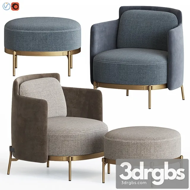 Minotti tape armchair & ottoman_123 3D Model Free