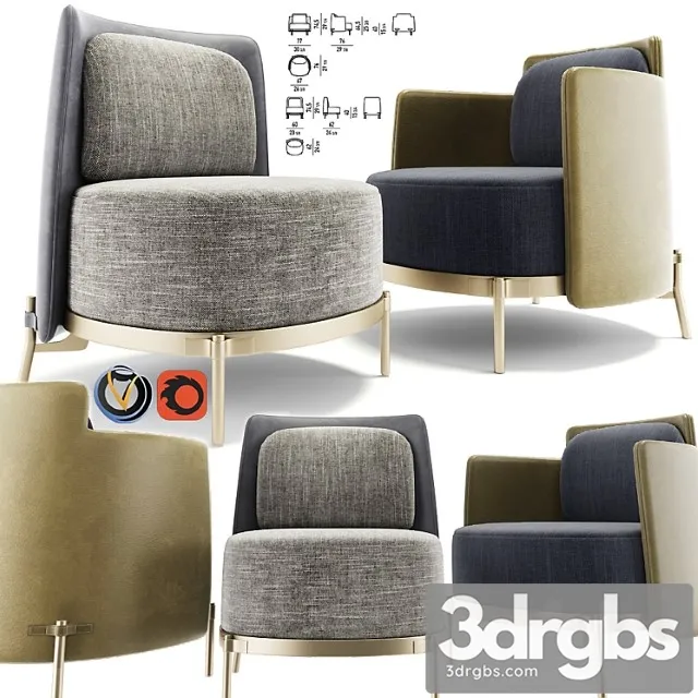 Minotti tape armchair set 3D Model Download