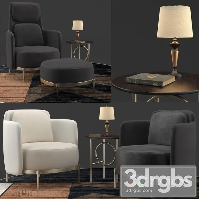 Minotti Tape Dark Set 3D Model Free