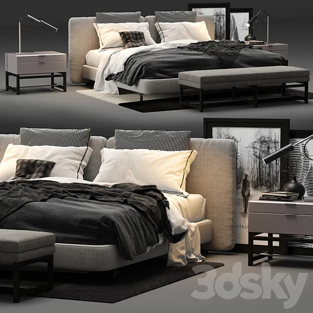 Minotti Tatlin Cover Bed 3D Model