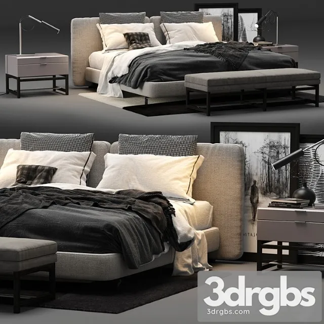 Minotti tatlin cover bed_2 2 3D Model Free
