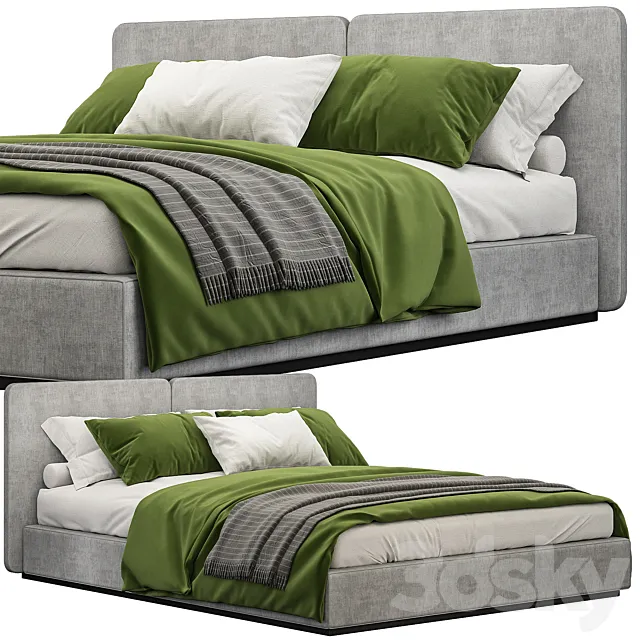 Minotti tatlin green bed 3D Model