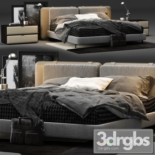 Minotti Tatlin Soft Bed 3D Model Free