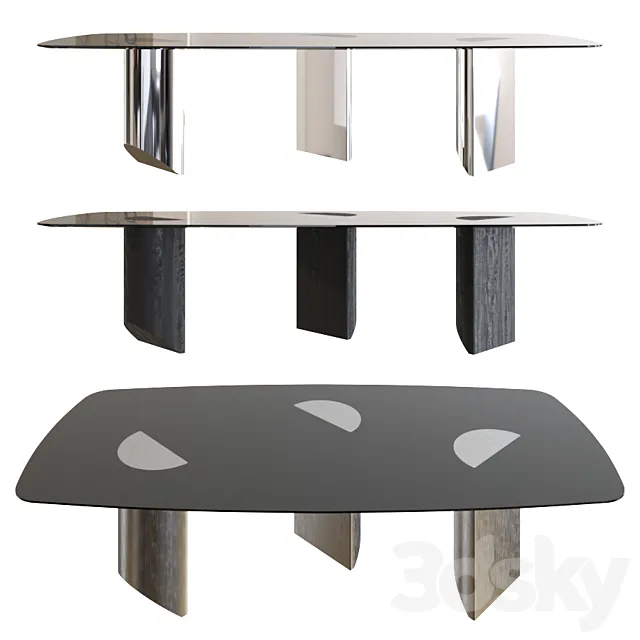 Minotti Wedge Barrel-Shaped Bronzed Glass Top 3D Model