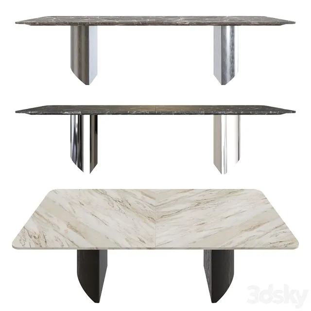 Minotti Wedge Rectangular Marble Top 3D Model