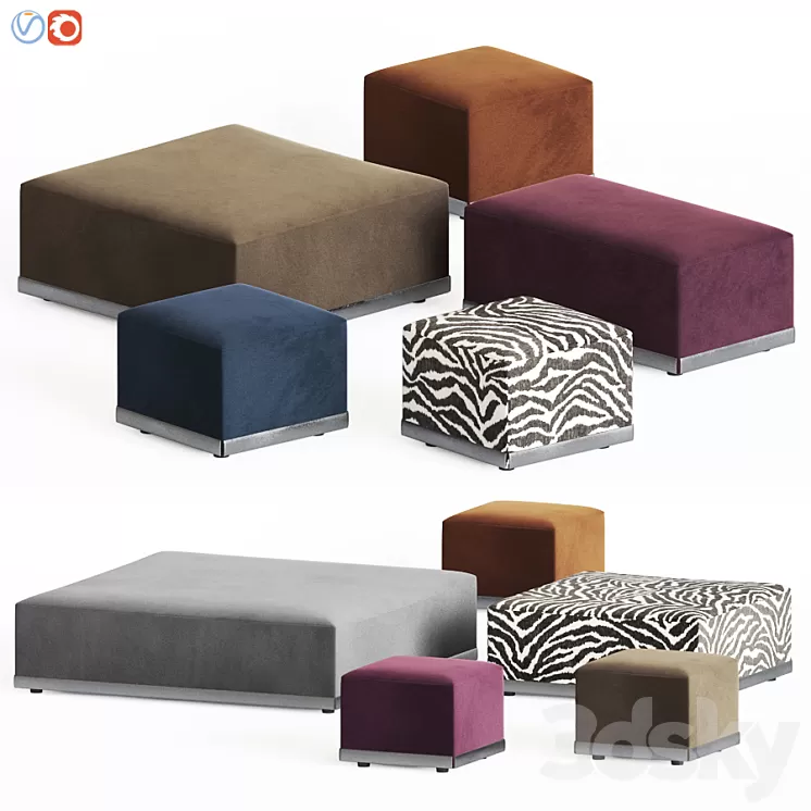 Minotti west ottoman set 3D Model
