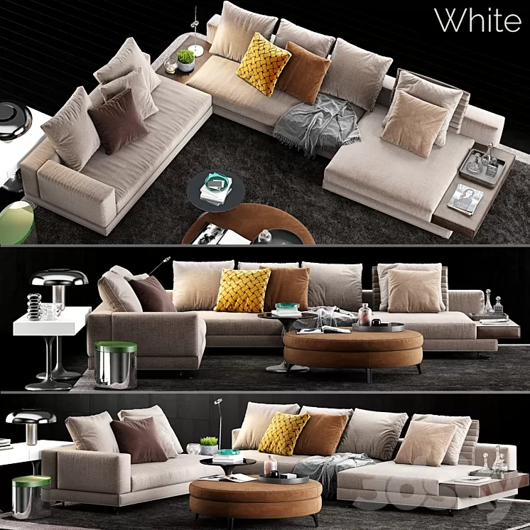Minotti White Sofa 3D Model