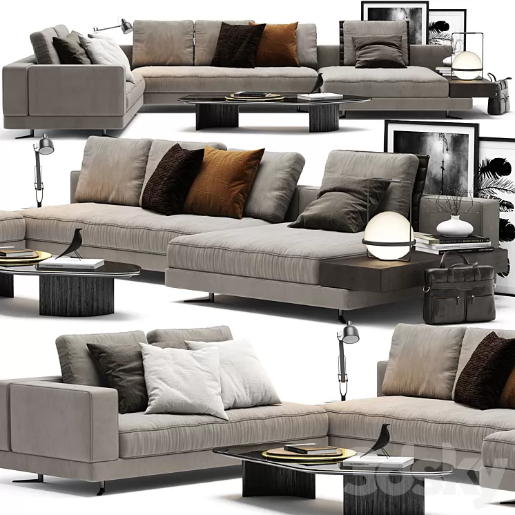Minotti White Sofa 3D Model