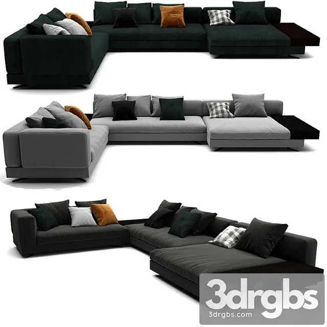 Minotti white sofa set 012 2 3D Model Free