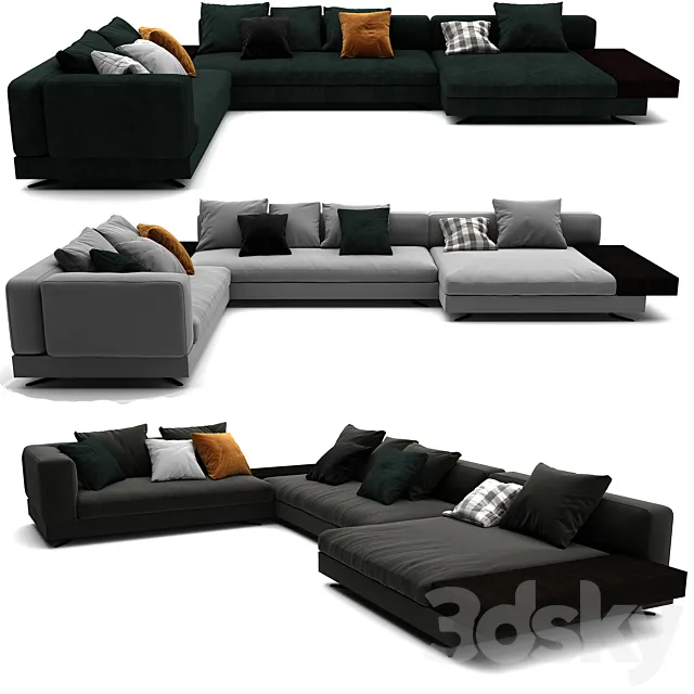Minotti White Sofa Set 012 3D Model