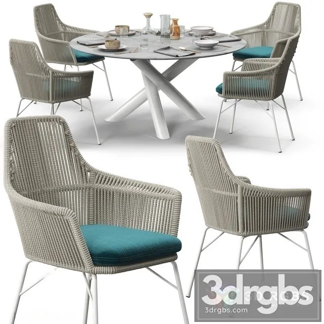 Minotti York chair Van Dyck Outdoor table set 3D Model Free