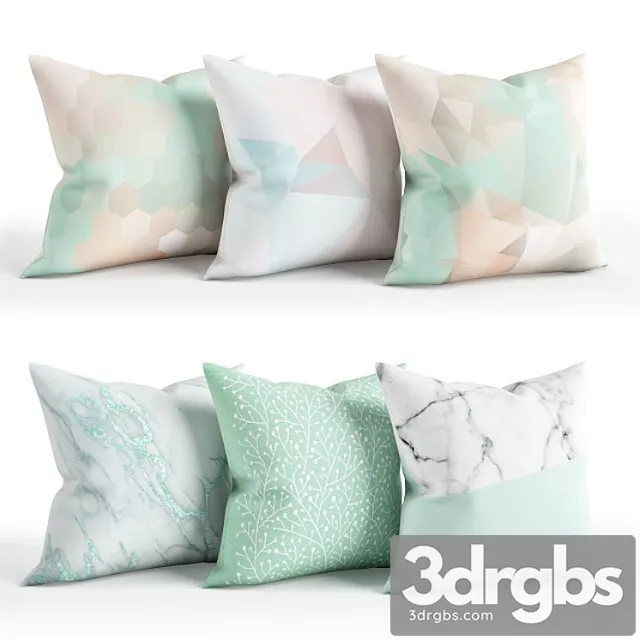 Mint Pillow Set 001 3D Model Download