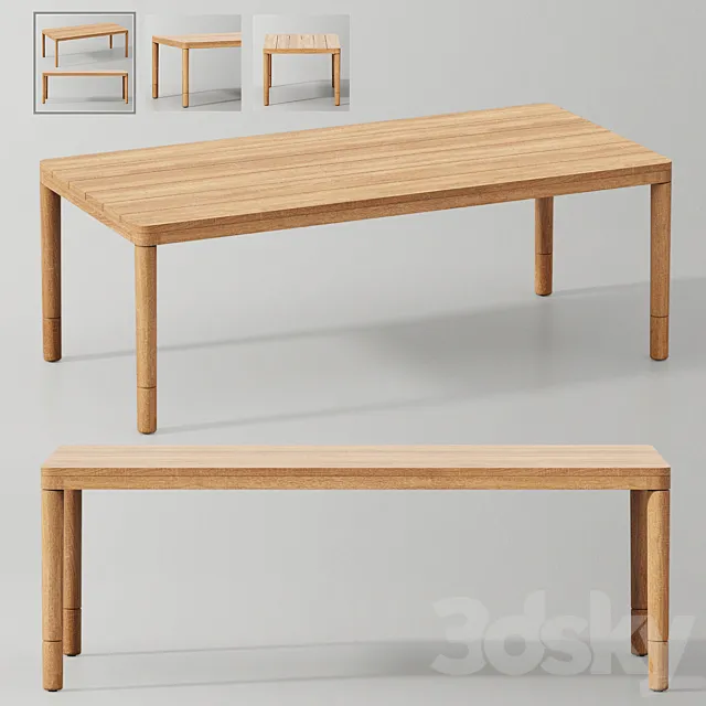 MIRAMAR TEAK DINING TABLE 3D Model