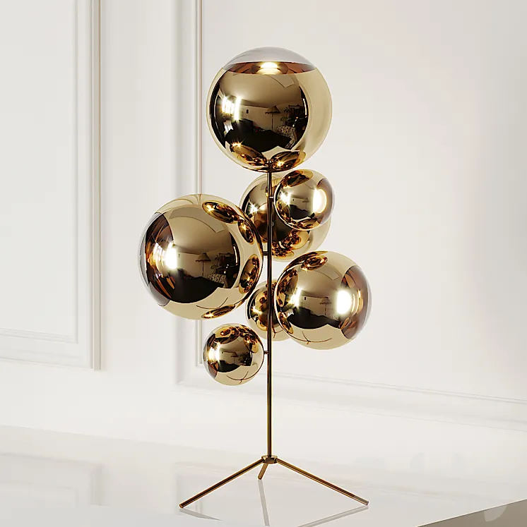 Mirror Ball Gold Stand Chandelier by Tom Dixon 3D Model Free Download