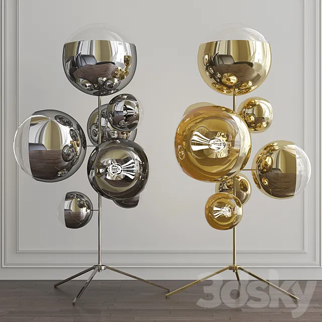 Mirror Ball Gold Stand Chandelier by Tom Dixon 3D Model
