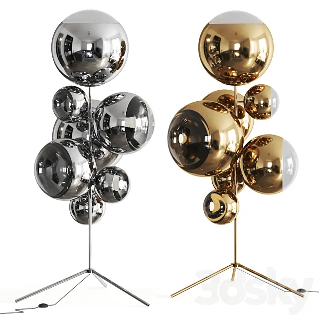 Mirror Ball Gold Stand Chandelier by Tom Dixon Floor Lamp 3DModel