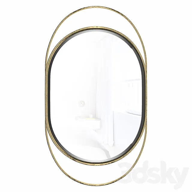 Mirror in a metal frame gold KFG097 3D Model