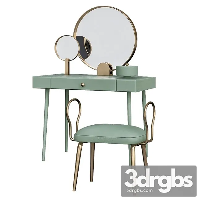 Mirror light espresso vanity table 2 3D Model Free