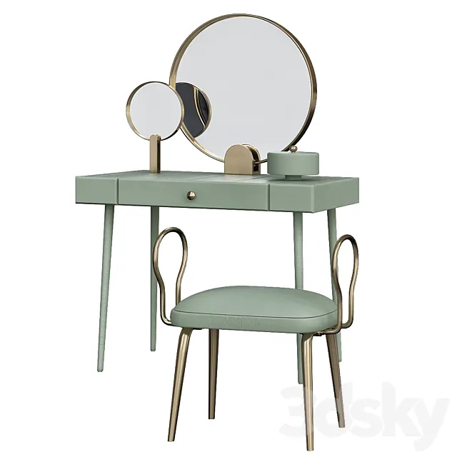 Mirror Light Espresso Vanity Table 3DModel