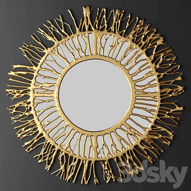 Mirror. luxury. mirror. gold. sun. branches. wall decor. luxury 3DModel