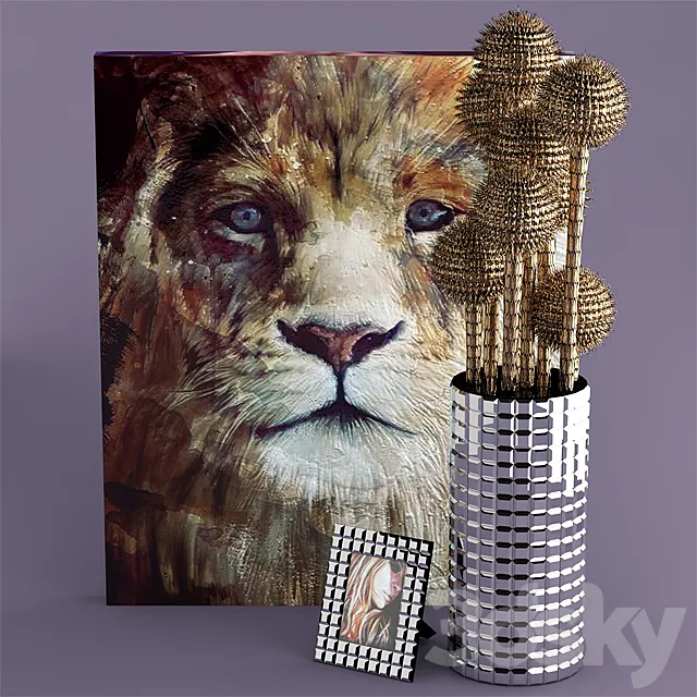 Mirrored vase. photo frame and picture 3DModel
