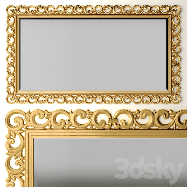 MirrorMirror. luxury. mirror. gold. wall decor. luxury. carved. frame. classic 3DModel