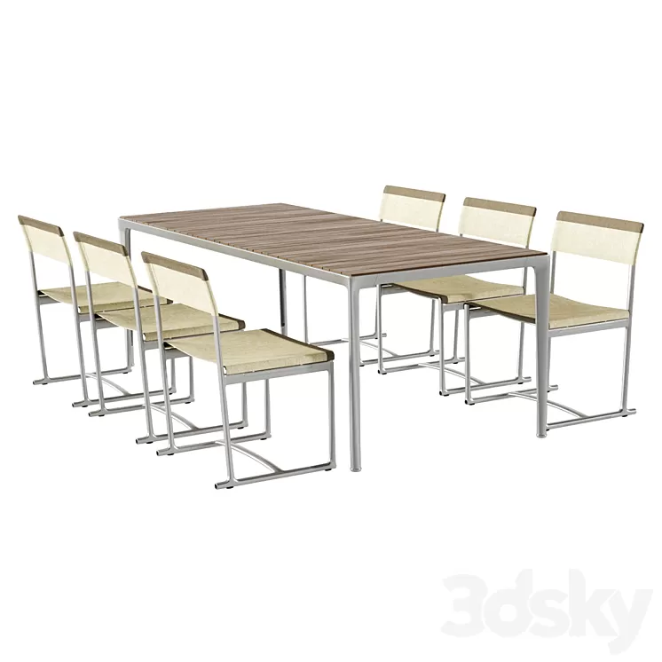 Mirto Outdoor Iroko table and chair 3D Model