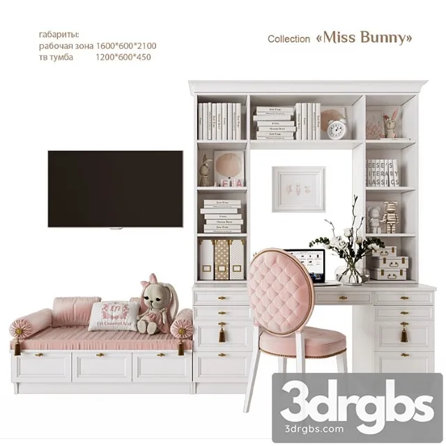 Miss Bunny A Workplace with A Tv Zone 3D Model Free