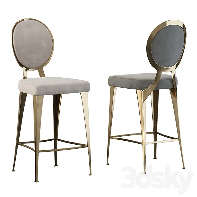 Miss stool with uncovered backrest 3DModel