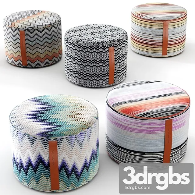 Missoni home poufs 2 3D Model Free