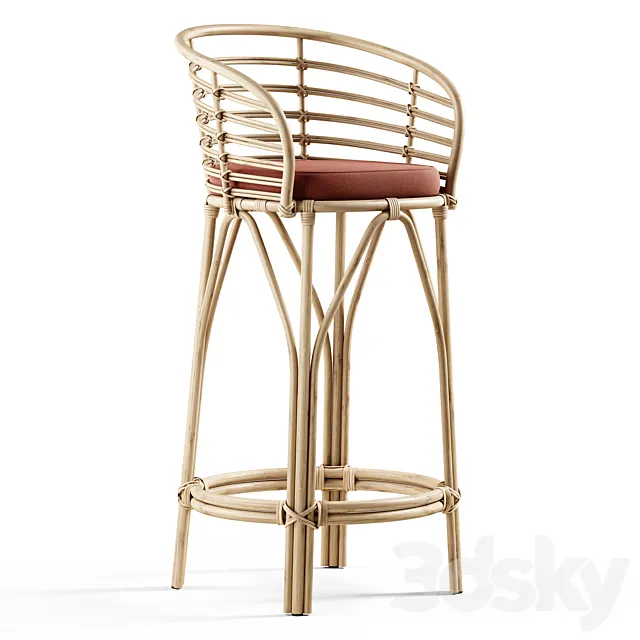 MisterWils - Clutter Confort bamboo and rattan high stool 3D Model
