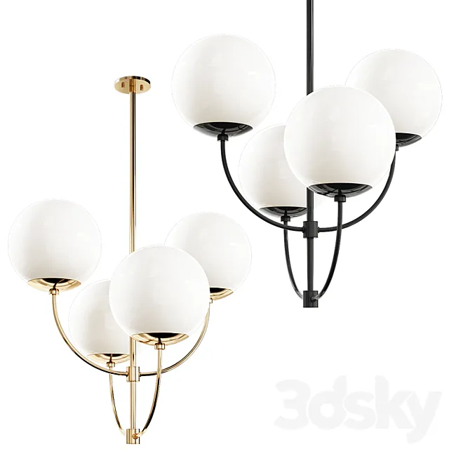 Mitzi Carrie 29 3_4 "Wide Aged Gold 4-Light Chandelier 3D Model