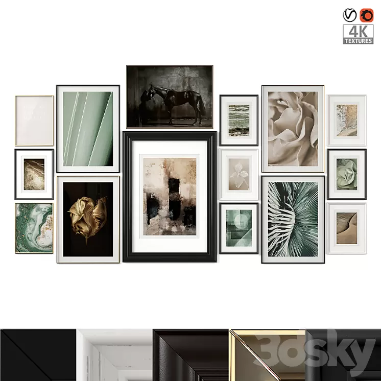 Mixed Poste Set 36 3D Model