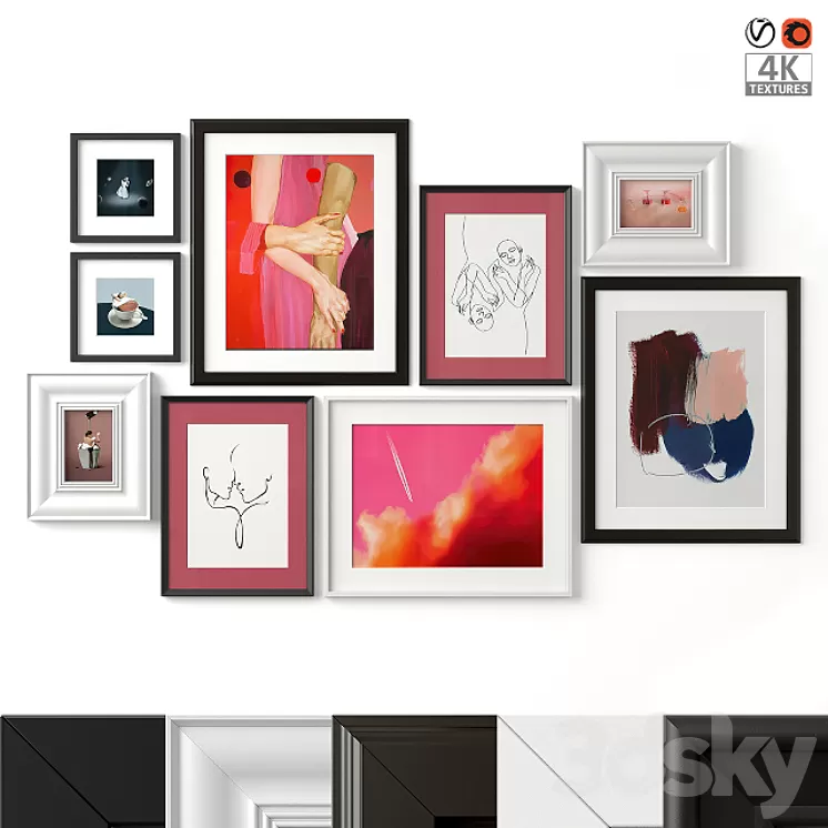 Mixed Poster Set 40 3D Model