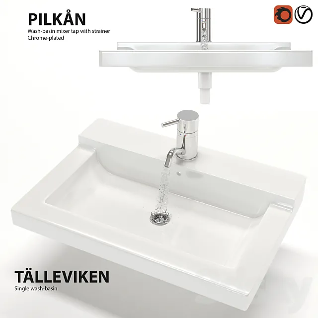 Mixer and sink TELLEVIKEN and PILKON 3D Model