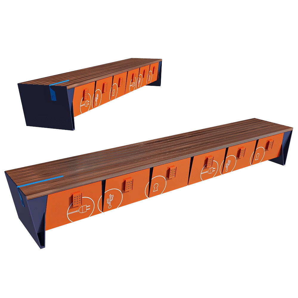 mmcité - Park bench with lockable storage boxes eBlocq 3D Model
