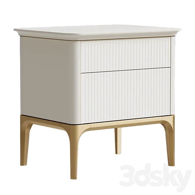 MO Bedside table gold02 3D Model