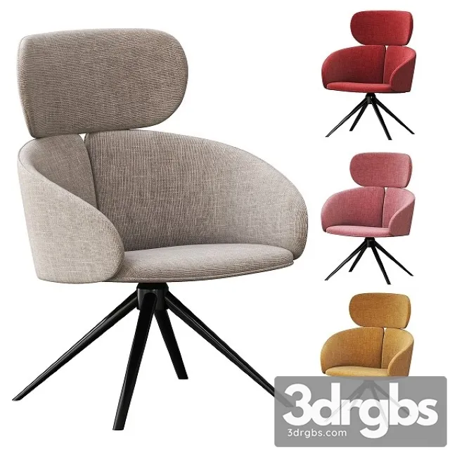 Mobboli Peach Fabric Armchair With Headrest 3D Model Free