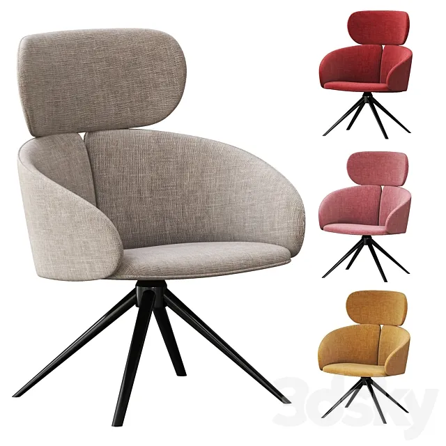 Mobboli PEACH Fabric armchair with headrest 3D Model