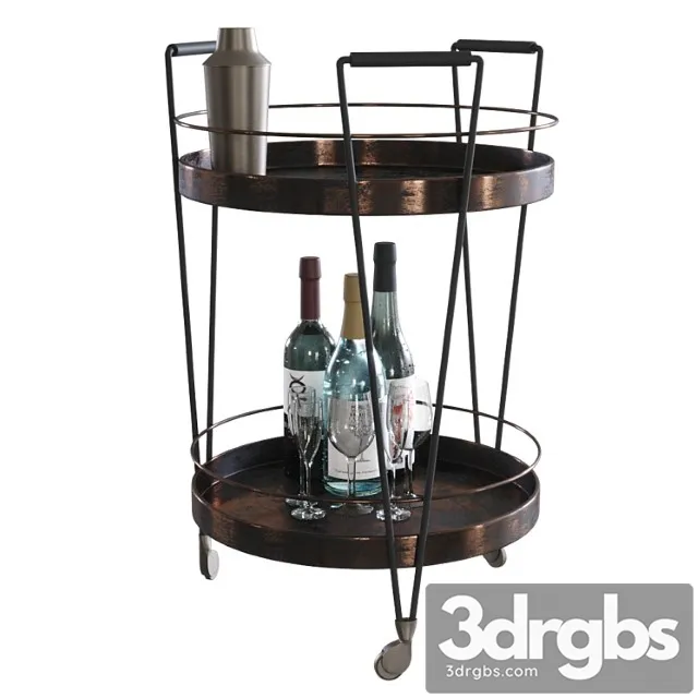 Mobile bar table crossroads with filling 2 3D Model Free