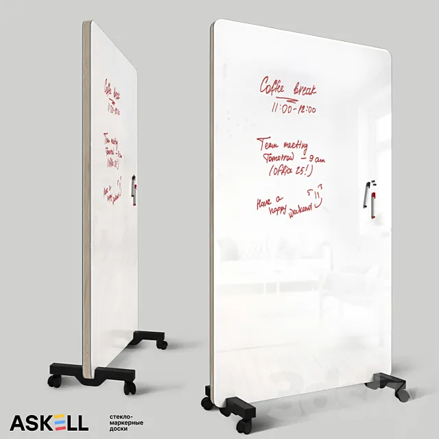Mobile magnetic whiteboard “New Askell” 3D Model