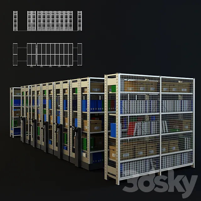 Mobile shelving 3D Model