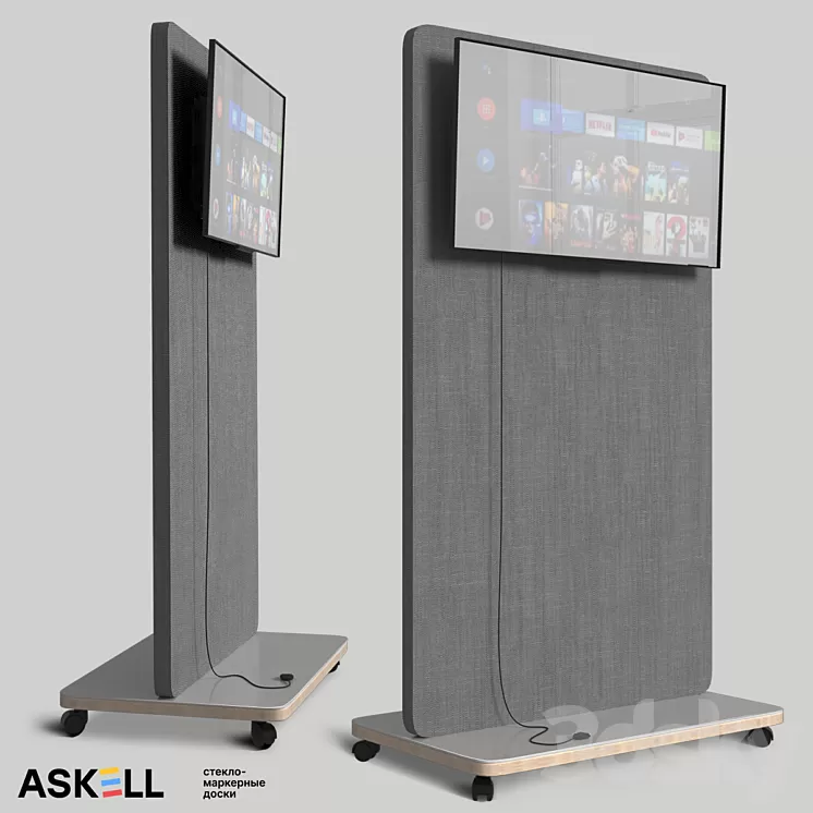 "Mobile whiteboard with acoustic panel function ""ASKELL Mobile 3MA100170""" 3D Model