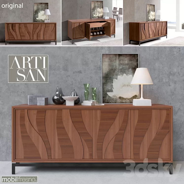 Mobilfresno_ARTISAN_Aparador nogal + decor 3D Model