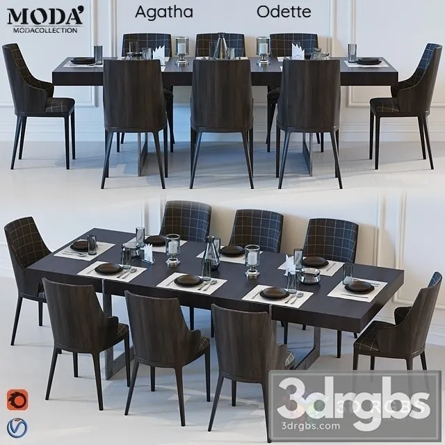 Moda Agatha Odette Table and Chair 3D Model Free