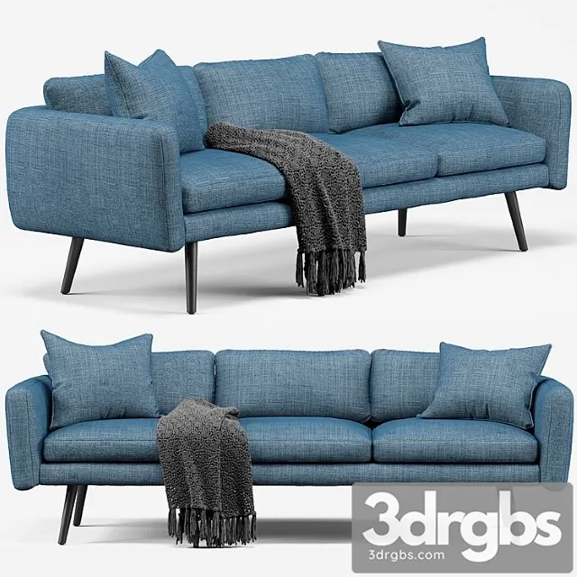 Modani Kelvin Blue 3 Seater Sofa 3D Model Free
